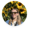 Image of Valerie Pouti against sunflowers